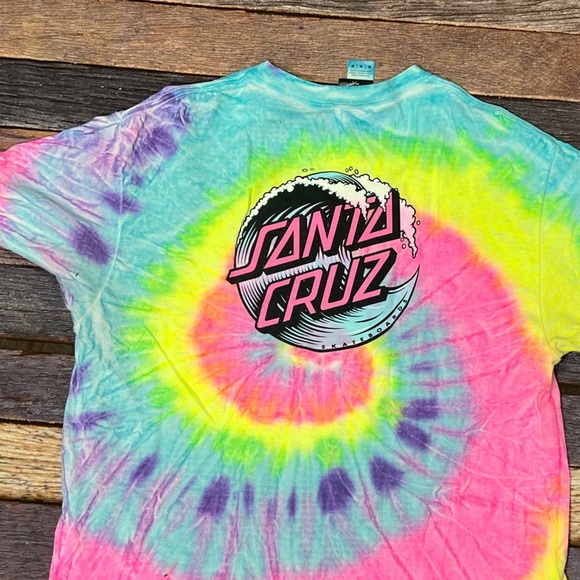 Santa Cruz T Shirt Tie Dye Multi Color Short Sleeve Graphic Tee Skater - Picture 5 of 6